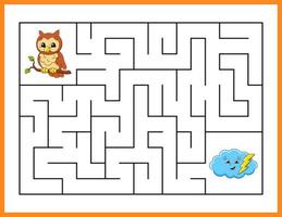 labyrinthe rectangulaire. jeu pour les enfants. drôle de labyrinthe. feuille de travail de développement de l'éducation. page d'activité. casse-tête pour les enfants. style bande dessinée. énigme pour le préscolaire. énigme logique. illustration vectorielle. vecteur