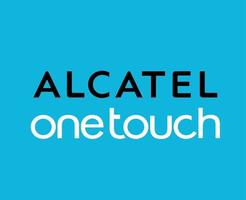 alcatel un toucher logo marque téléphone symbole Nom noir et blanc conception mobile vecteur illustration avec bleu Contexte