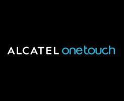 alcatel un toucher marque logo téléphone symbole Nom bleu et blanc conception mobile vecteur illustration avec noir Contexte