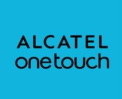 alcatel un toucher logo marque téléphone symbole Nom noir conception mobile vecteur illustration avec bleu Contexte