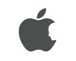 Pomme marque logo téléphone symbole avec steve emplois visage gris conception mobile vecteur illustration