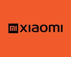 xiaomi marque logo téléphone symbole avec Nom noir conception chinois mobile vecteur illustration avec Orange Contexte