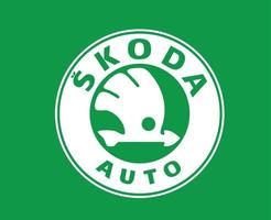 skoda marque logo voiture symbole blanc conception tchèque voiture vecteur illustration avec vert Contexte