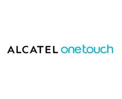 alcatel un toucher marque logo téléphone symbole Nom bleu et noir conception mobile vecteur illustration