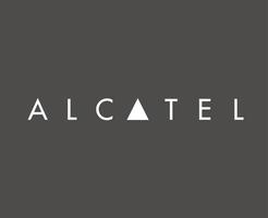 alcatel marque logo téléphone symbole Nom blanc conception mobile vecteur illustration avec gris Contexte