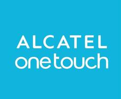 alcatel un toucher logo marque téléphone symbole Nom blanc conception mobile vecteur illustration avec bleu Contexte