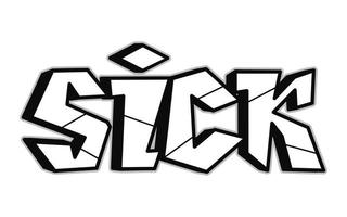 malade mot trippant psychédélique graffiti style lettres.vecteur main tiré griffonnage dessin animé logo malade illustration. marrant cool trippant des lettres, mode, graffiti style impression pour T-shirt, affiche concept vecteur