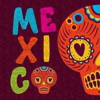 lettrage mexique avec dessin vectoriel de crâne de sucre