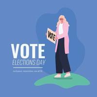 femme blonde avec conception de vecteur de bannière de vote