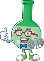 vert chimique bouteille dessin animé personnage vecteur