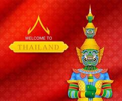 illustrations vectorielles géantes de gardien de temple thaïlandais vecteur