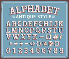 vintage rétro signe d'étain avec des illustrations vectorielles de typographie alphabet créatif. vecteur