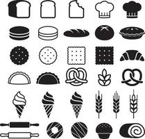 jeu d'icônes de gâteaux de boulangerie. illustration vectorielle. vecteur
