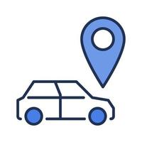 GPS épingle et voiture vecteur emplacement concept bleu icône