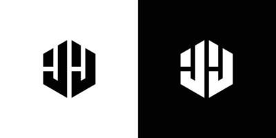 lettre j j polygone, hexagonal minimal logo conception sur noir et blanc Contexte vecteur