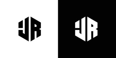 lettre j r polygone, hexagonal minimal logo conception sur noir et blanc Contexte vecteur