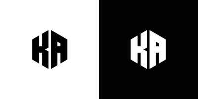 lettre k une polygone, hexagonal minimal logo conception sur noir et blanc Contexte vecteur