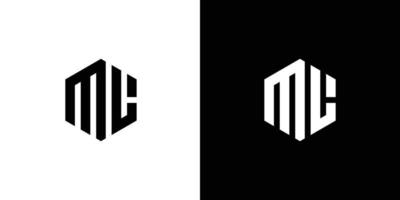 lettre m l polygone, hexagonal minimal logo conception sur noir et blanc Contexte vecteur