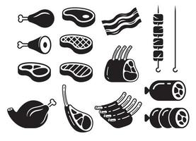 icônes de steak définir des illustrations vectorielles. vecteur