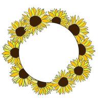 tournesol tête fleur cercle couronne vecteur