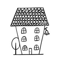 main tiré vecteur maison avec cheminée. mignonne rural bâtiment isolé sur blanche. griffonnage illustration