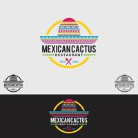 modèle de conception de logo de cactus mexicain vecteur