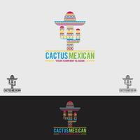 modèle de vecteur de conception de logo mexicain cactus