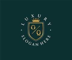 modèle initial de logo de luxe royal de lettre oq dans l'art vectoriel pour le restaurant, la royauté, la boutique, le café, l'hôtel, l'héraldique, les bijoux, la mode et d'autres illustrations vectorielles.