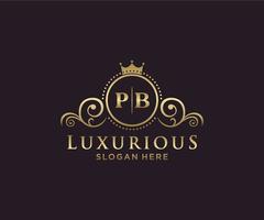 modèle de logo de luxe royal de lettre pb initiale dans l'art vectoriel pour le restaurant, la royauté, la boutique, le café, l'hôtel, l'héraldique, les bijoux, la mode et d'autres illustrations vectorielles.