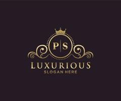 modèle de logo de luxe royal de lettre ps initiale dans l'art vectoriel pour le restaurant, la royauté, la boutique, le café, l'hôtel, l'héraldique, les bijoux, la mode et d'autres illustrations vectorielles.