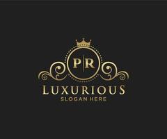 modèle de logo de luxe royal de lettre pr initiale dans l'art vectoriel pour le restaurant, la royauté, la boutique, le café, l'hôtel, l'héraldique, les bijoux, la mode et d'autres illustrations vectorielles.