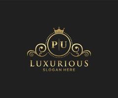 modèle de logo de luxe royal de lettre pu initiale dans l'art vectoriel pour le restaurant, la royauté, la boutique, le café, l'hôtel, l'héraldique, les bijoux, la mode et d'autres illustrations vectorielles.