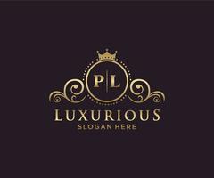 modèle de logo de luxe royal lettre initiale pl dans l'art vectoriel pour restaurant, redevance, boutique, café, hôtel, héraldique, bijoux, mode et autres illustrations vectorielles.