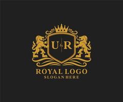 modèle de logo de luxe royal lion lettre initiale ur dans l'art vectoriel pour le restaurant, la royauté, la boutique, le café, l'hôtel, l'héraldique, les bijoux, la mode et d'autres illustrations vectorielles.