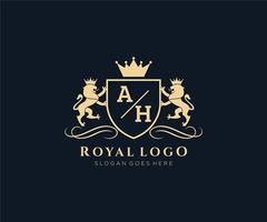 initiale ah lettre Lion Royal luxe héraldique, crête logo modèle dans vecteur art pour restaurant, royalties, boutique, café, hôtel, héraldique, bijoux, mode et autre vecteur illustration.