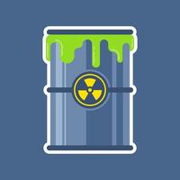 suintement radioactif d'un baril de déchets nucléaires. illustration vectorielle plane.