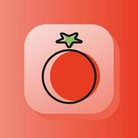 3d carré bouton rouge tomate sur contour icône. plat symbole signe vecteur illustration isolé sur une rouge Contexte. en bonne santé nutrition concept