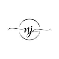 initiale New Jersey féminin logo collections modèle. écriture logo de initiale signature, mariage, mode, bijoux, boutique, floral et botanique avec Créatif modèle pour tout entreprise ou entreprise. vecteur