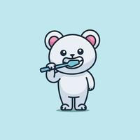 mignonne dessin animé polaire ours brossage le sien les dents animal vecteur illustration animal en bonne santé icône