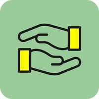 mains aidant la conception d'icônes vectorielles vecteur