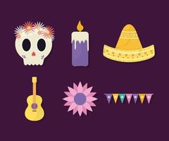 jour mexicain des morts icon set vector design