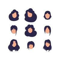 grand ensemble de visages femmes avec différent coiffures et différent nationalités. isolé. vecteur. vecteur