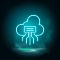 nuage , Télécharger vecteur bleu néon icône. illustration isolé vecteur signe symbole - ordinateur les technologies icône vecteur néon - vecteur