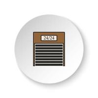 rond bouton pour la toile icône, jalousie, marché, porte, icône. bouton bannière rond, badge interface pour application illustration sur blanc Contexte vecteur