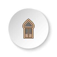 rond bouton pour la toile icône, mosquée, porte, icône. bouton bannière rond, badge interface pour application illustration sur blanc Contexte vecteur