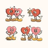 polyvalent cœur mascotte personnage ensemble avec varié pose et expressions vecteur