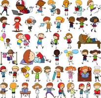 ensemble de différents personnages de dessins animés pour enfants doodle vecteur