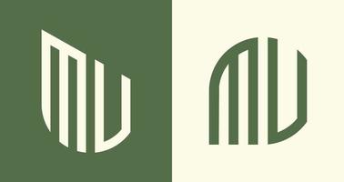 ensemble de conceptions de logo mv de lettres initiales simples créatives. vecteur