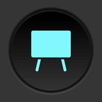 rond bouton icône, tableau noir. bouton bannière rond, badge interface pour application illustration sur foncé Contexte vecteur