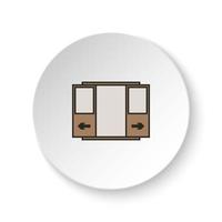 rond bouton pour la toile icône, porte, ouvrir, icône. bouton bannière rond, badge interface pour application illustration sur blanc Contexte vecteur